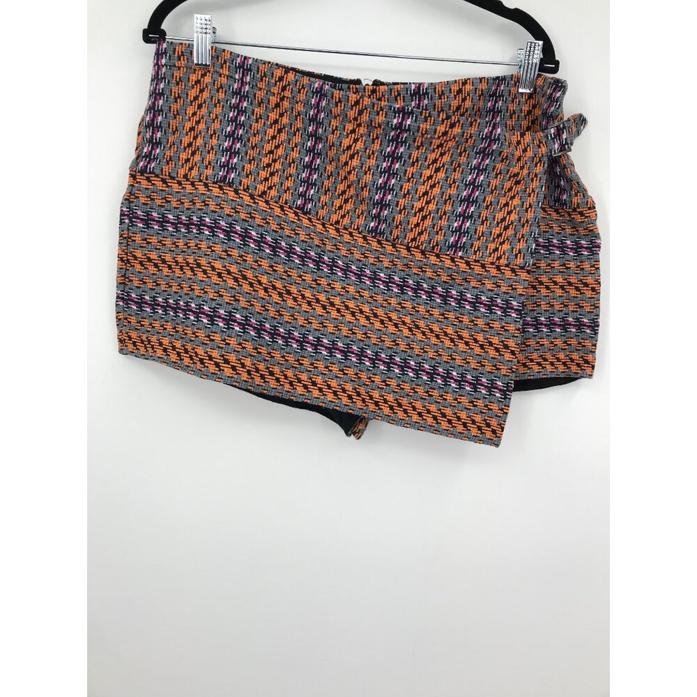 Rachel Roy Textured Cotton Skort Short Gray Orange Size 12